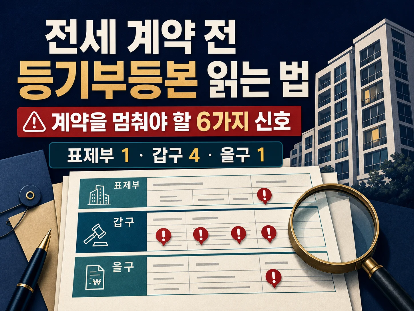 등기부등본 표제부에서 주소와 호수 일치 확인