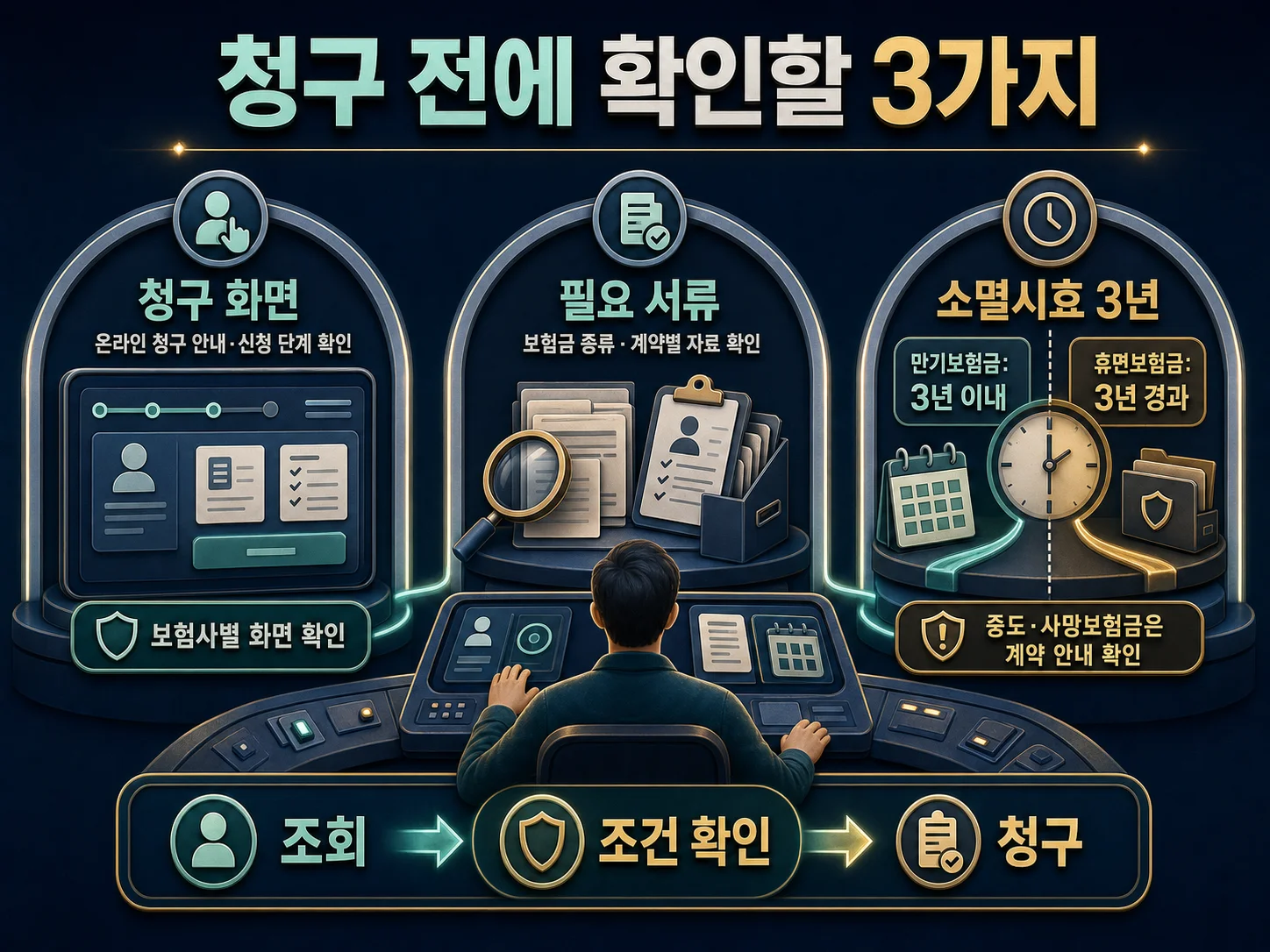 내보험찾아줌 청구 전 청구 화면·필요 서류·소멸시효 3년 확인 체크리스트.