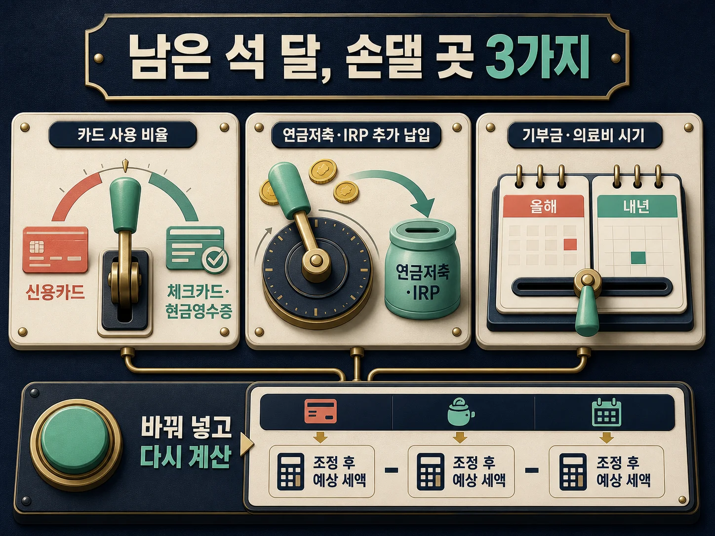 연말정산 절세 항목 3가지 카드 비율 연금저축 기부금 시기 조정