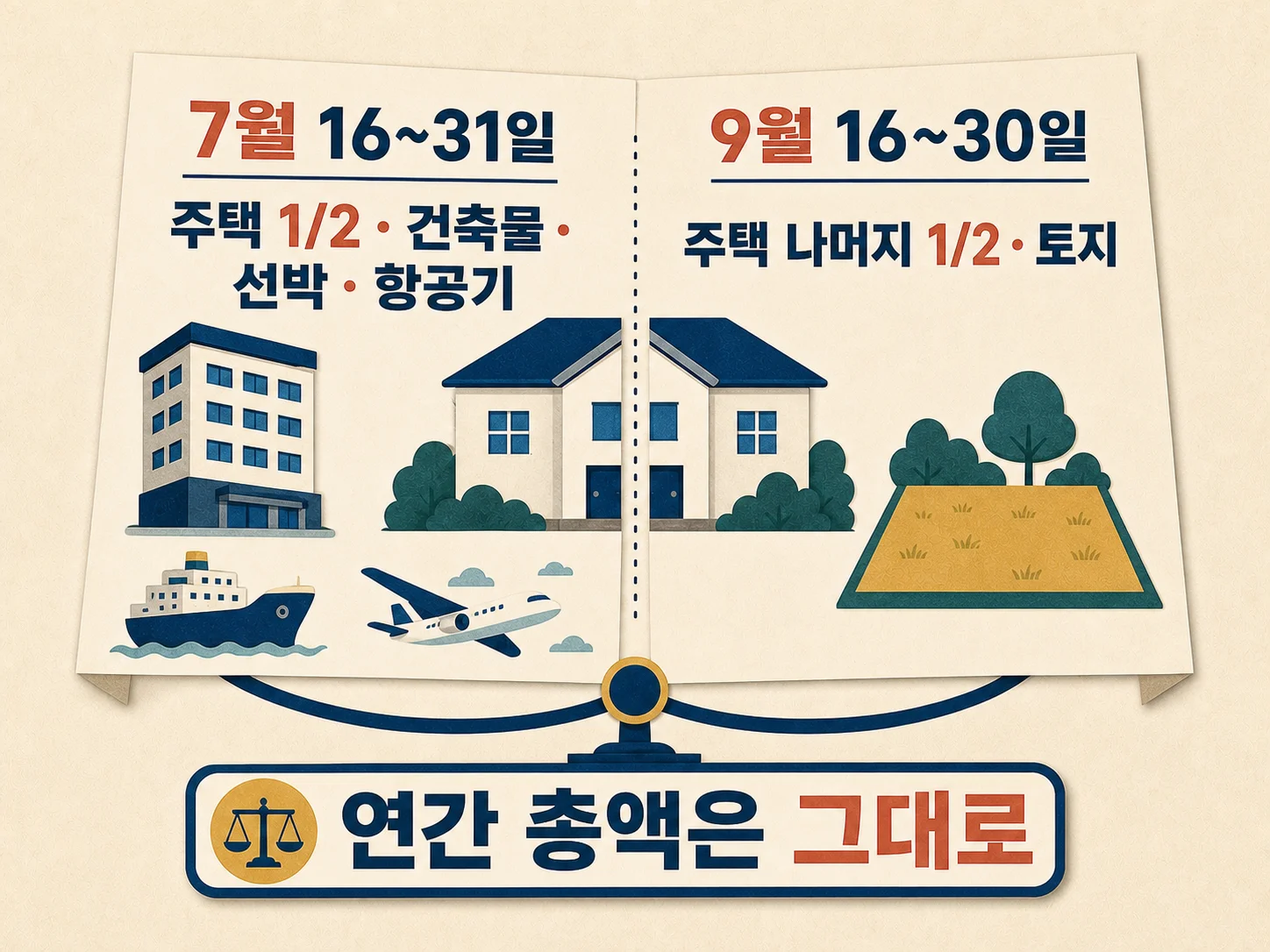 7월 재산세와 9월 재산세 고지 대상 차이