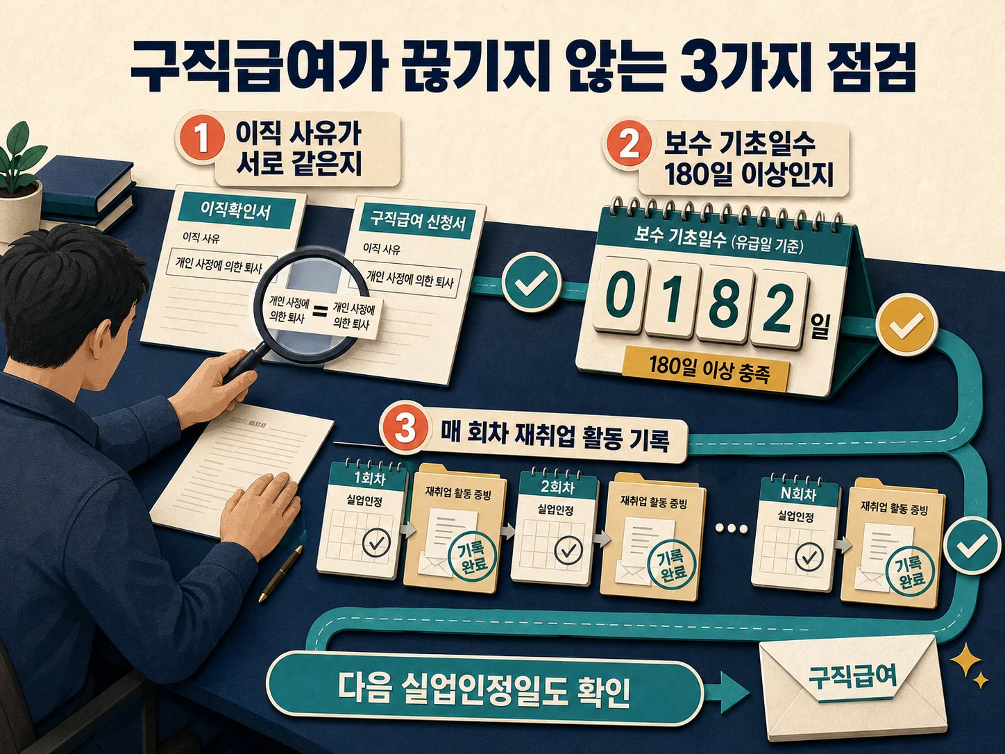실업급여 신청 후 지급이 끊기지 않는지 확인할 체크리스트