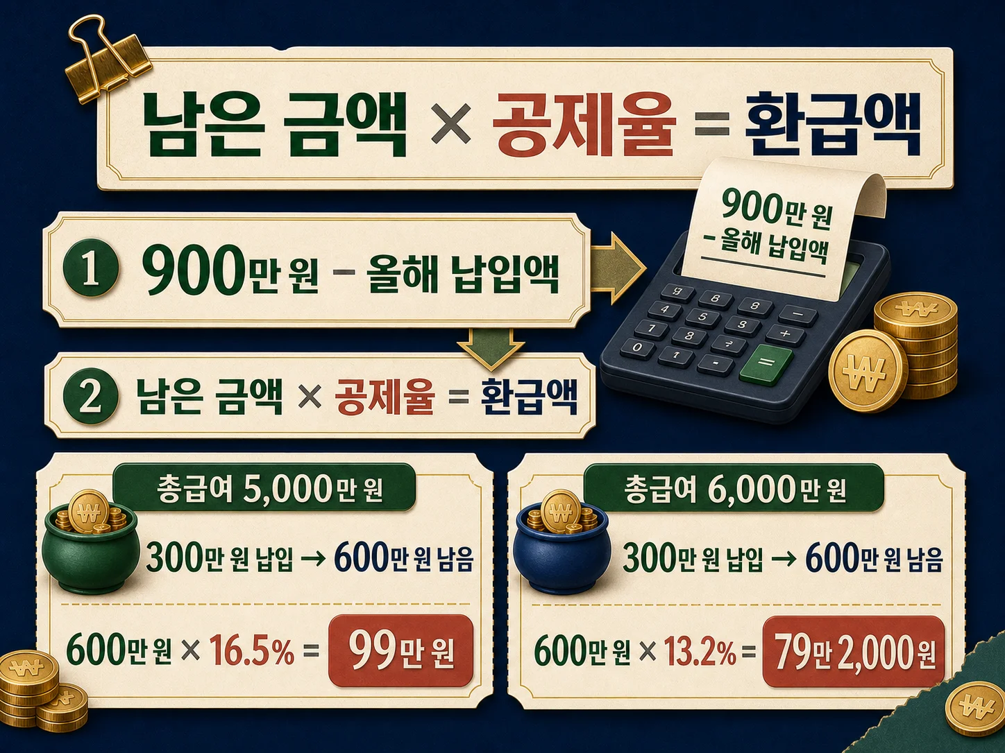 총급여 구간별 연금저축 세액공제율 16.5%와 13.2% 계산 예시