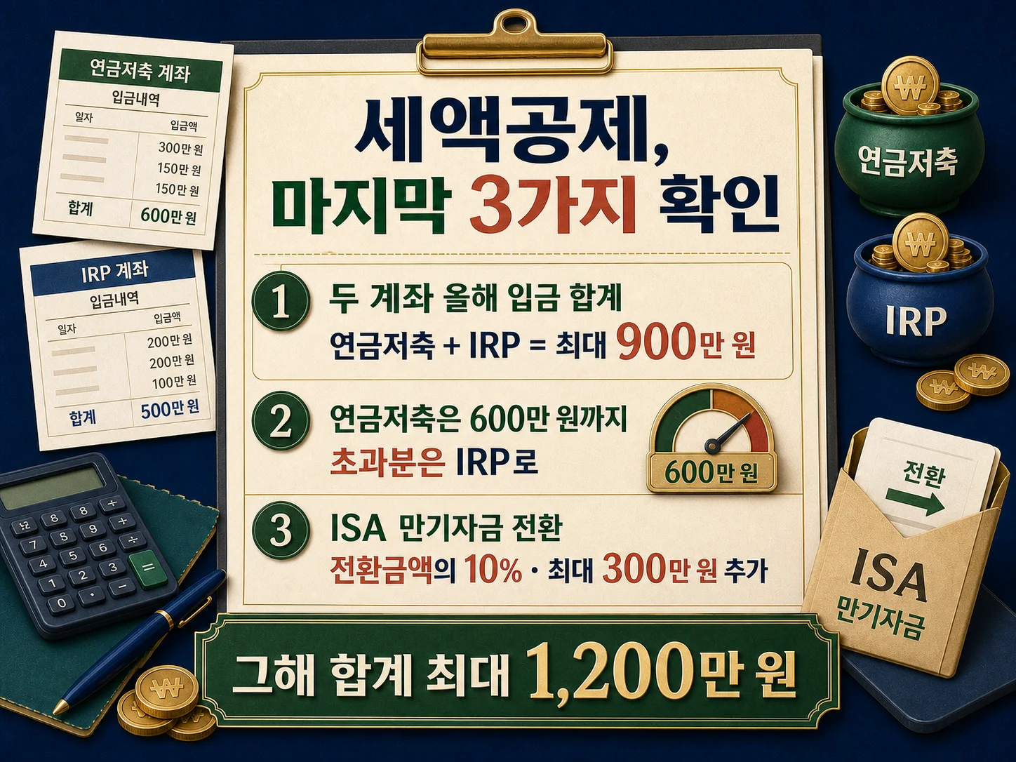 연금저축 세액공제 납입 한도 확인 체크리스트