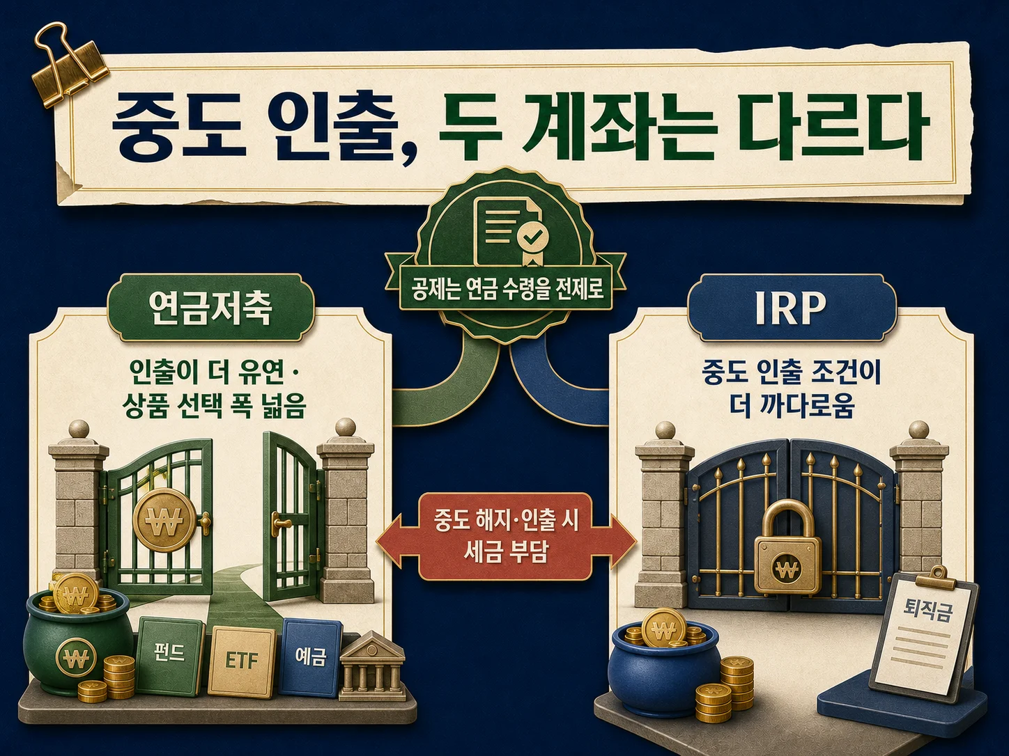연금저축과 IRP의 중도 인출 조건 차이 비교