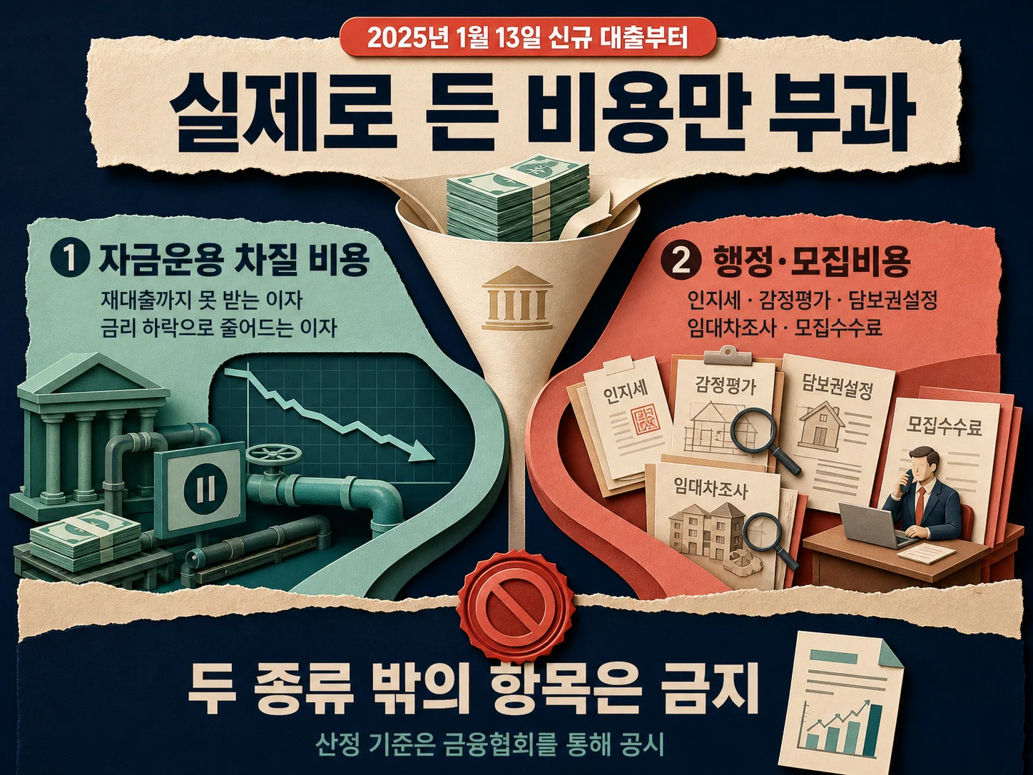 중도상환수수료 산정 근거인 자금운용 차질 비용과 행정 모집비용 구분 이미지