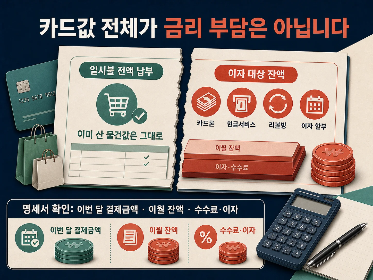 신용카드 구매금액과 카드론·리볼빙 이자 분리