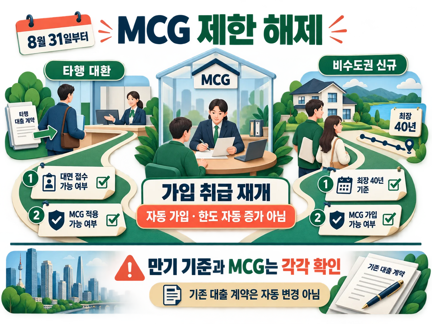 주담대 MCG 제한 해제와 신규·대환 차주별 확인 사항