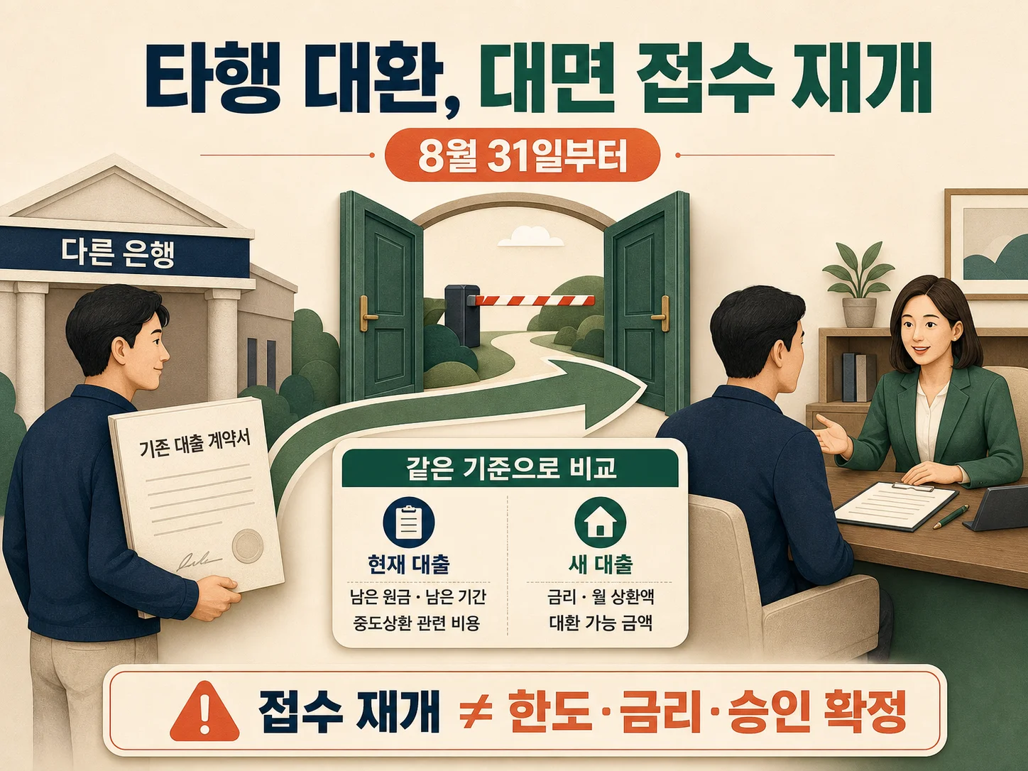 타행 주담대 대환 대면 취급 재개와 금리·상환액 비교 안내
