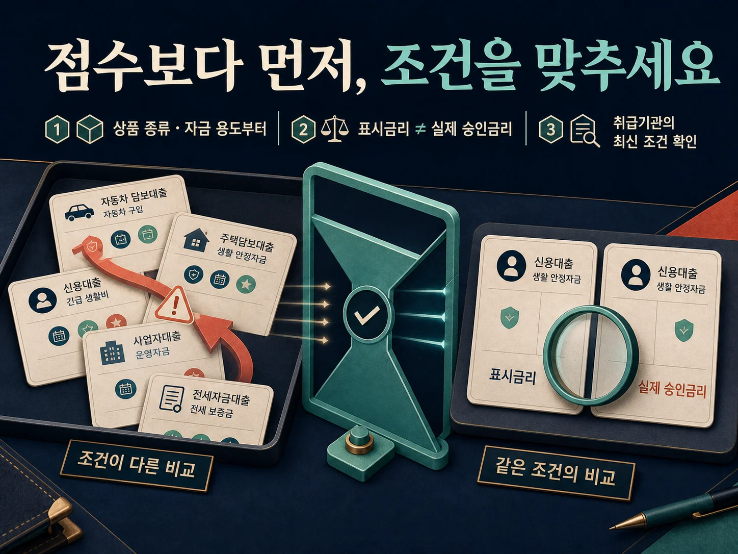상품 종류와 자금 용도별 대출금리 비교 기준