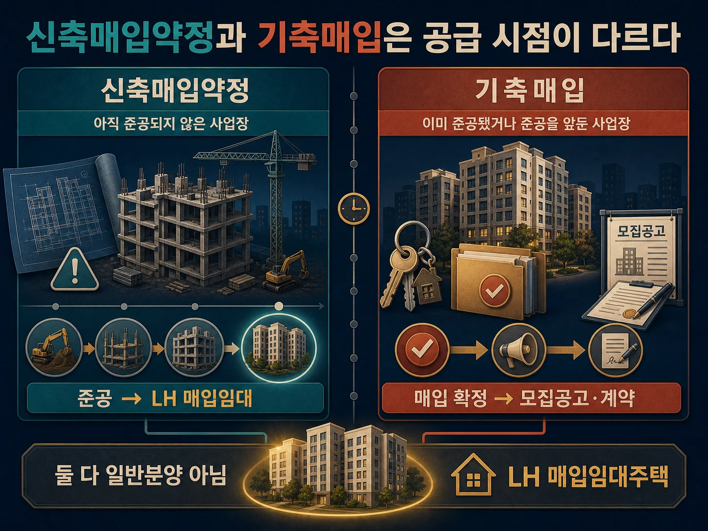신축매입약정과 기축매입을 거쳐 LH 매입임대주택으로 공급되는 절차