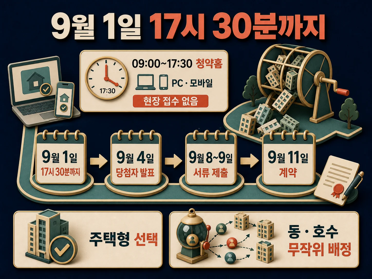 9월 1일 청약홈 접수와 9월 4일 당첨자 발표 일정