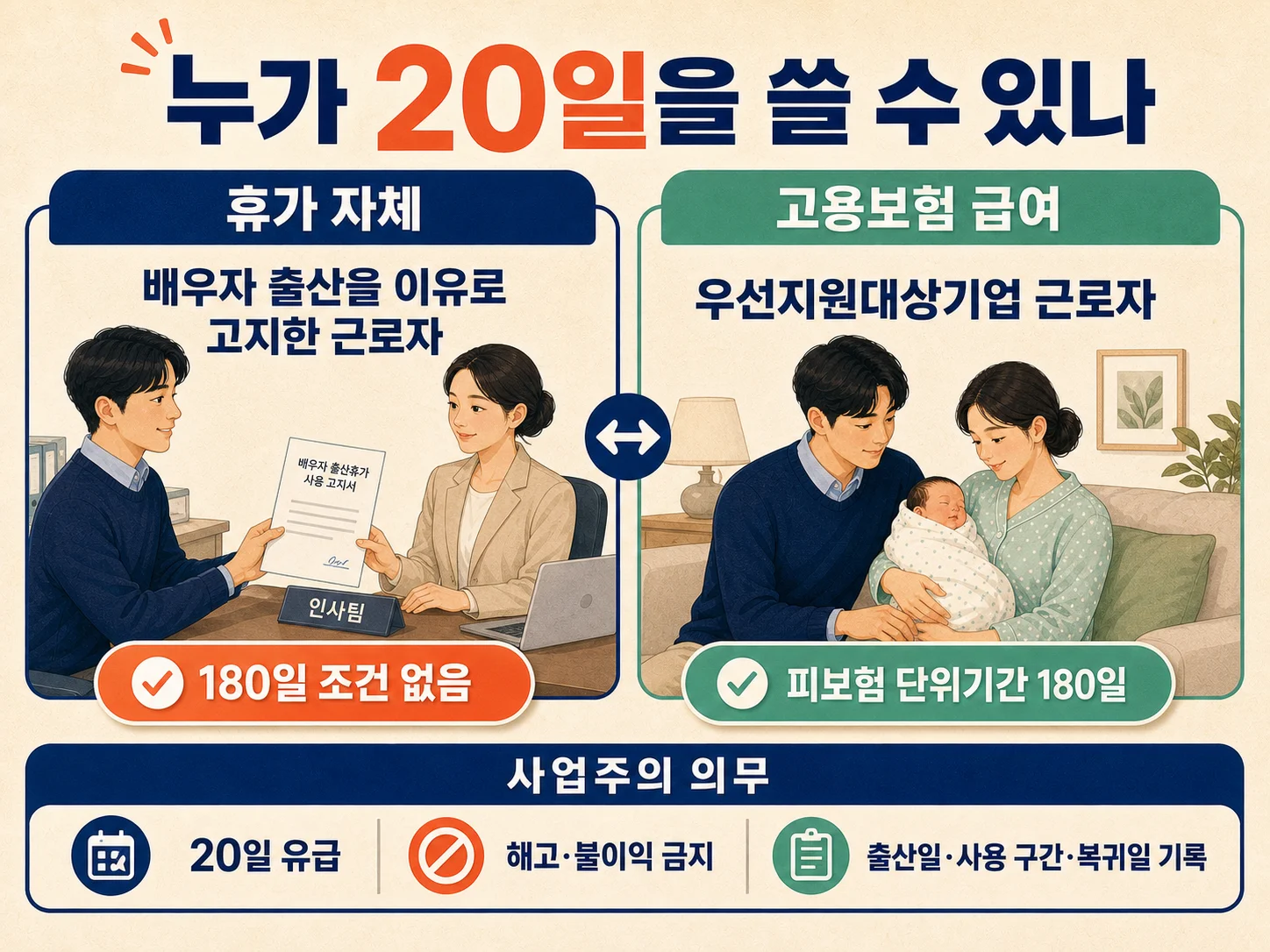배우자 출산휴가 대상과 사업주 유급 부여 의무 핵심 정리