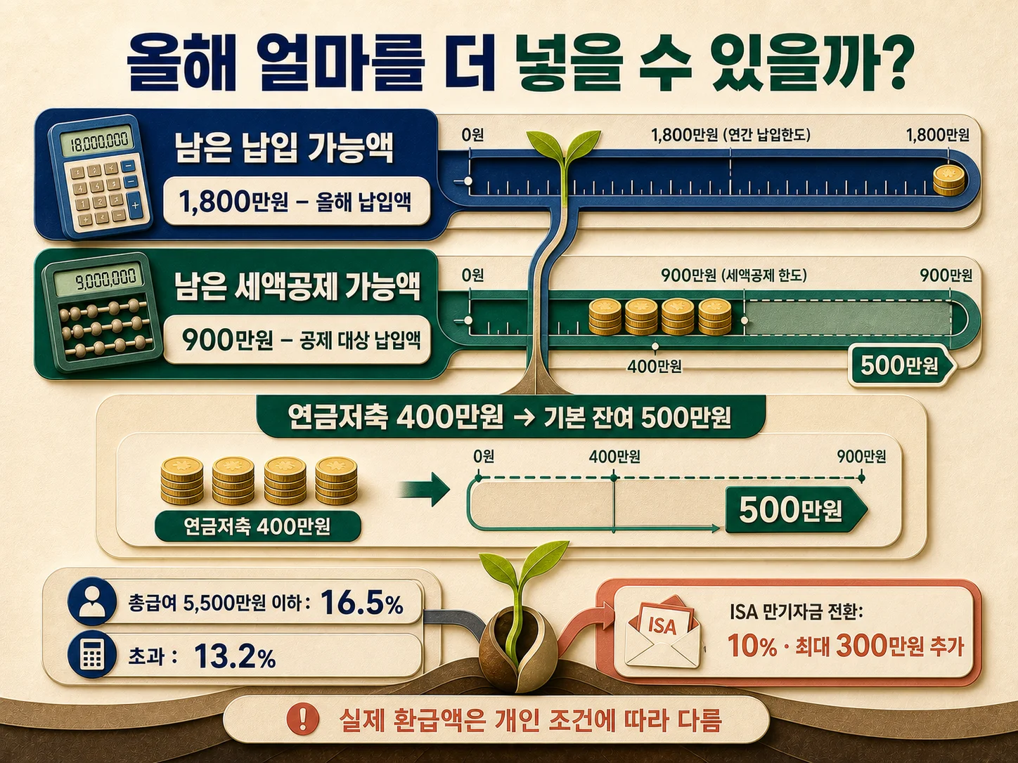 연금저축·IRP 합산 납입한도와 세액공제 잔여액 계산
