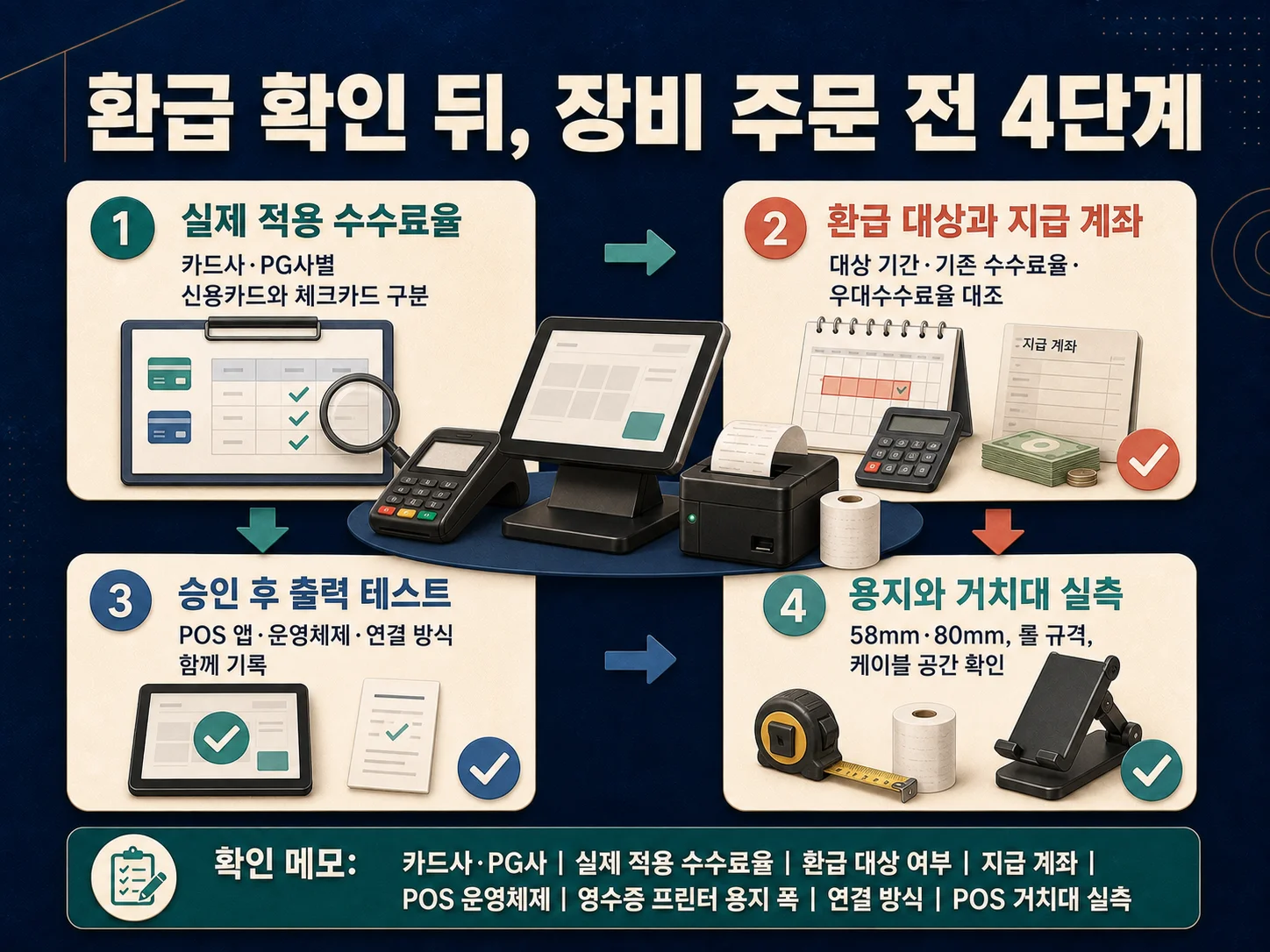 신규 매장 결제 장비와 영수증 프린터 주문 전 확인 기준