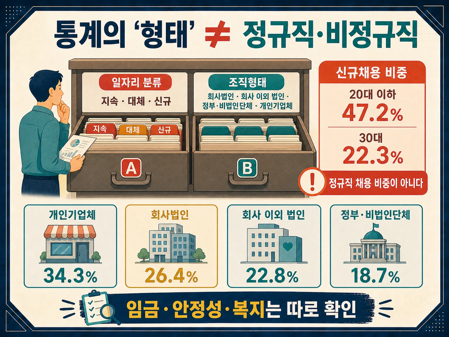 지속·대체·신규 일자리와 기업체 조직형태의 통계 분류.