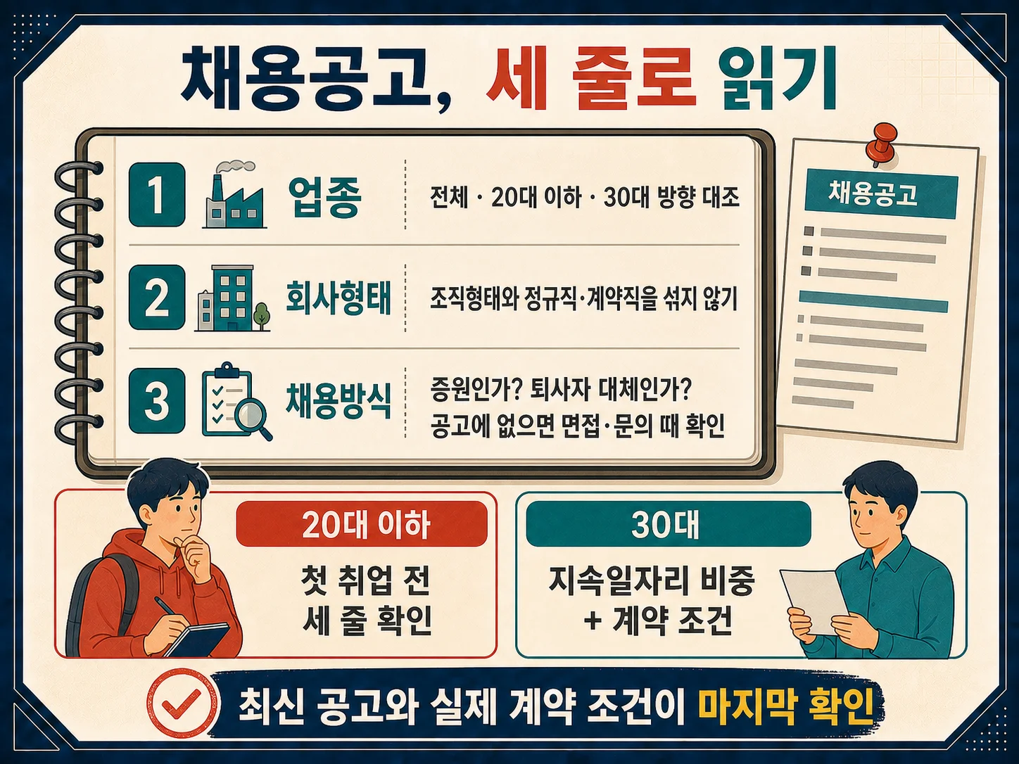취업 준비자가 채용공고의 업종·회사형태·채용방식을 확인하는 방법.