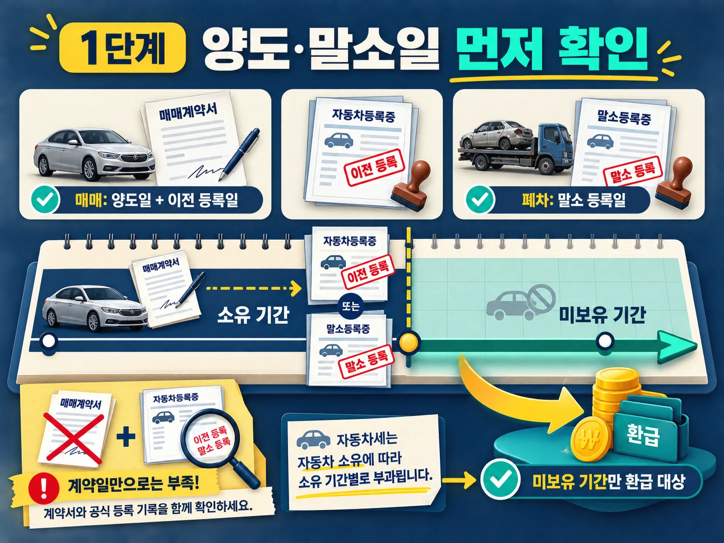 자동차세 환급 기준이 되는 차량 양도일·말소일 확인