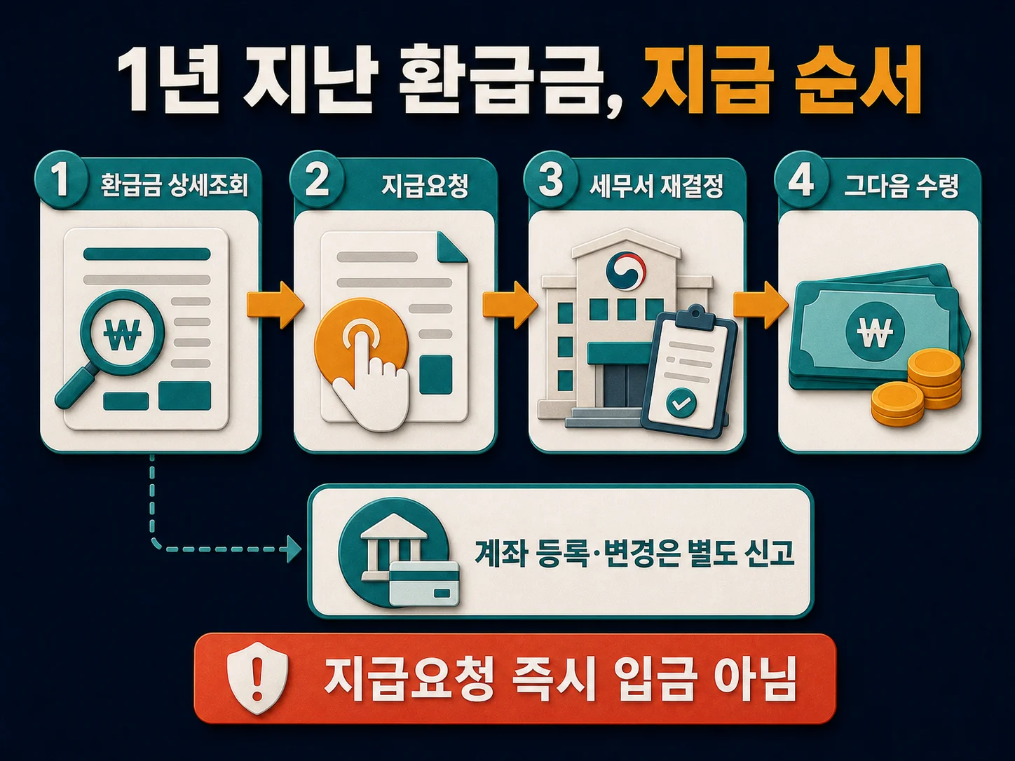환급금 상세조회 후 지급요청과 환급계좌개설 신고 순서