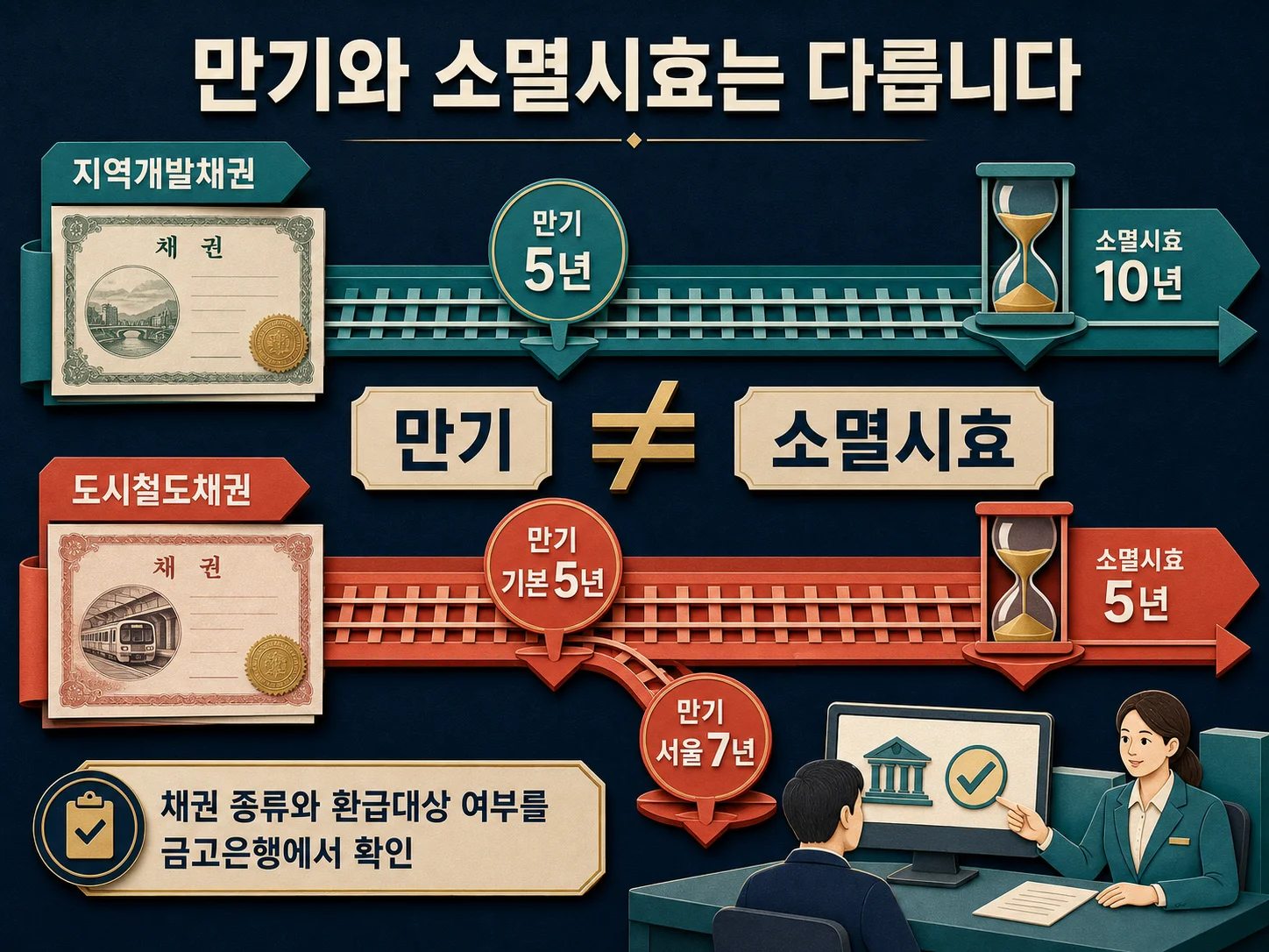 지역개발채권과 도시철도채권의 만기 및 소멸시효 비교