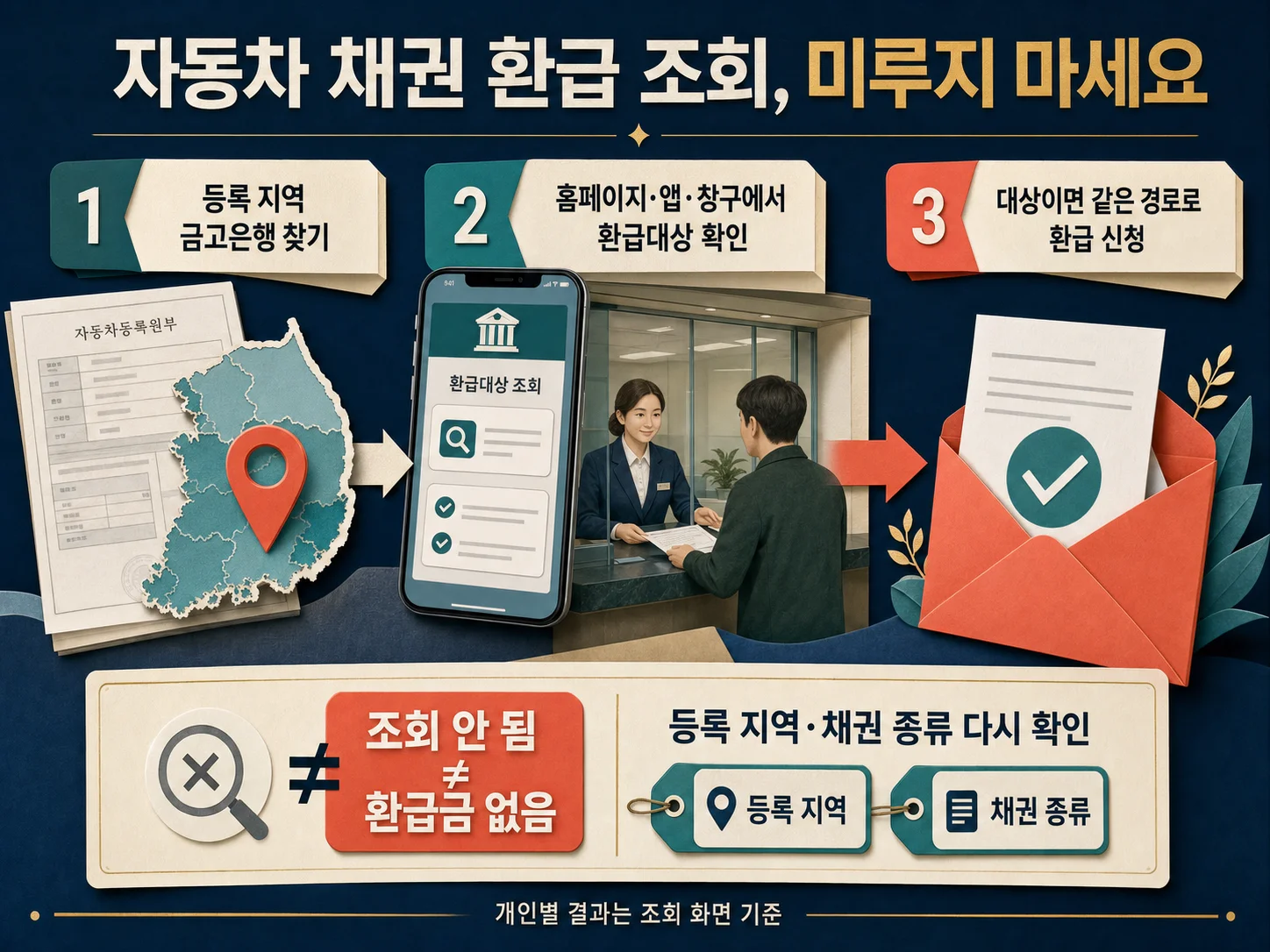금고은행 홈페이지 앱 창구에서 자동차 채권 환급금을 신청하는 방법