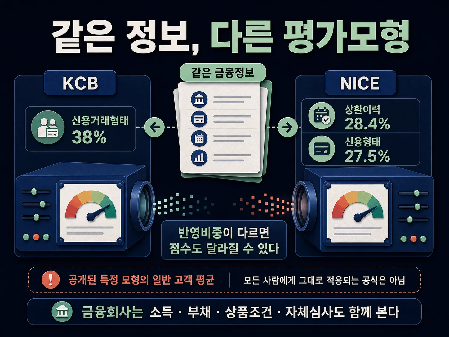 KCB와 NICE 신용점수 차이와 평가모형 비교