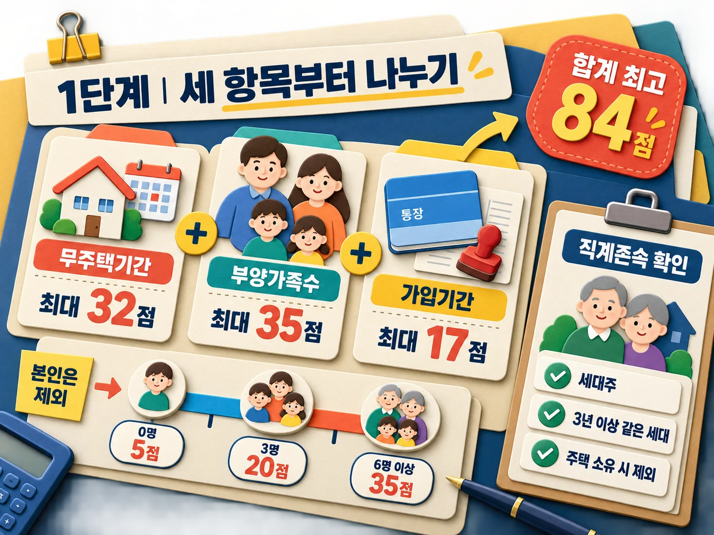 청약가점 세 항목과 부양가족수 인정 기준 정리