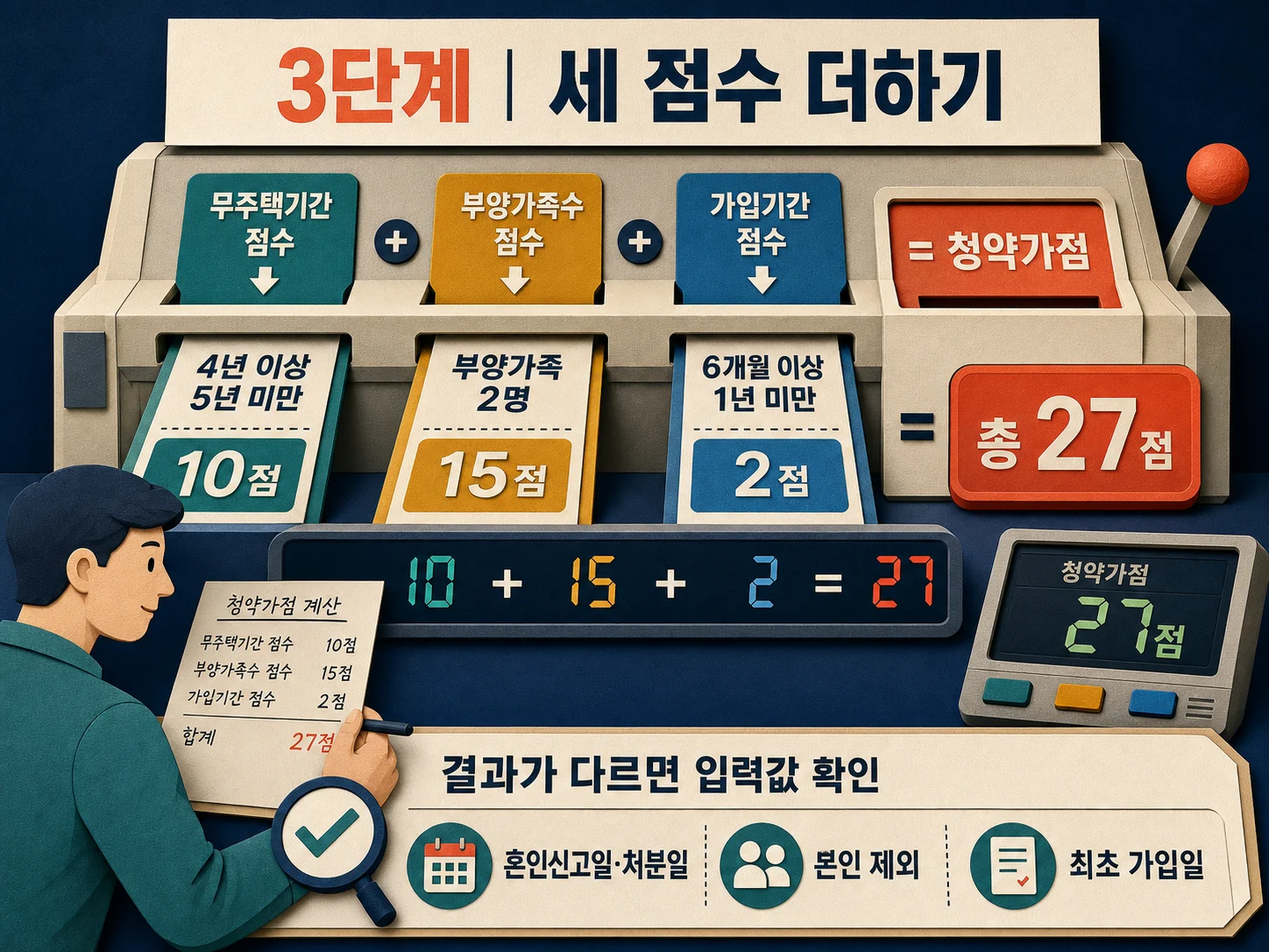 무주택기간·부양가족수·청약통장 가입기간 점수 합산 계산 예시