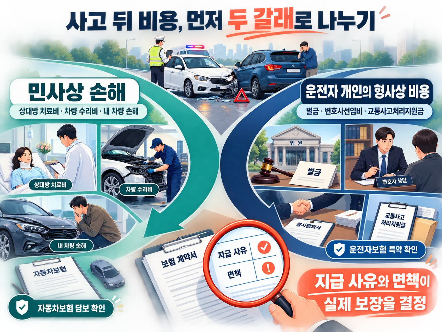 자동차보험 배상책임과 운전자보험 비용 보장 차이