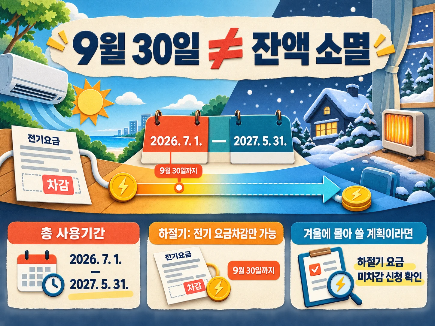 하절기 에너지바우처 잔액의 동절기 이월과 요금 미차감 신청 안내