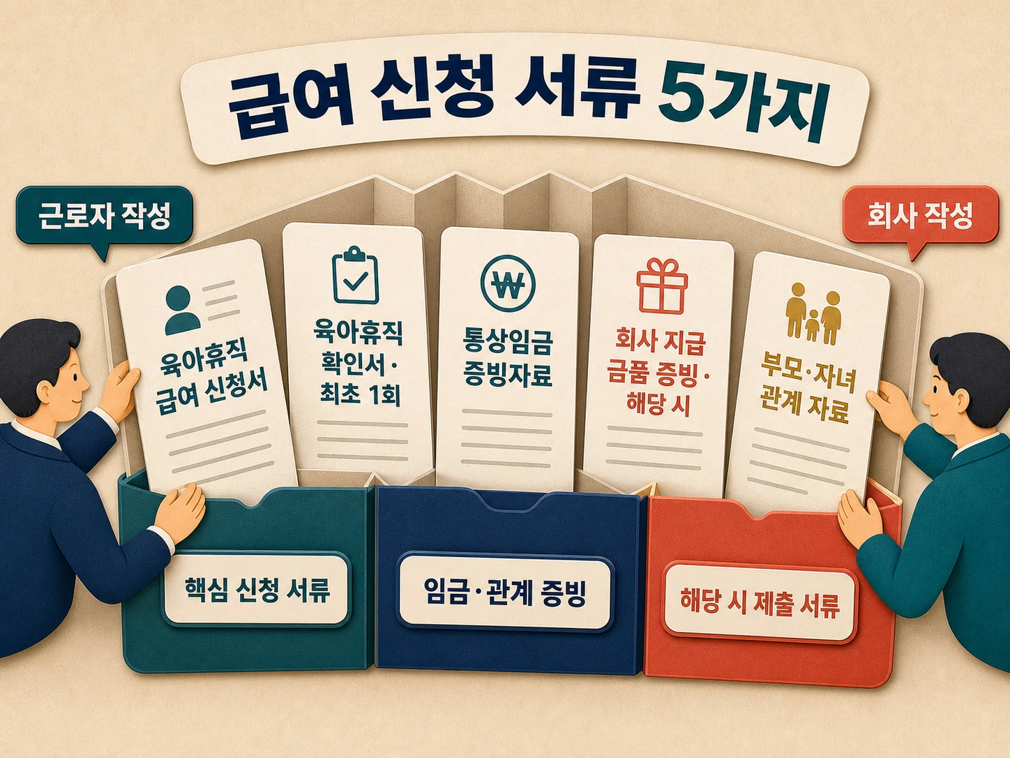 육아휴직 급여 신청에 필요한 통상임금과 가족관계 증빙서류 안내 이미지