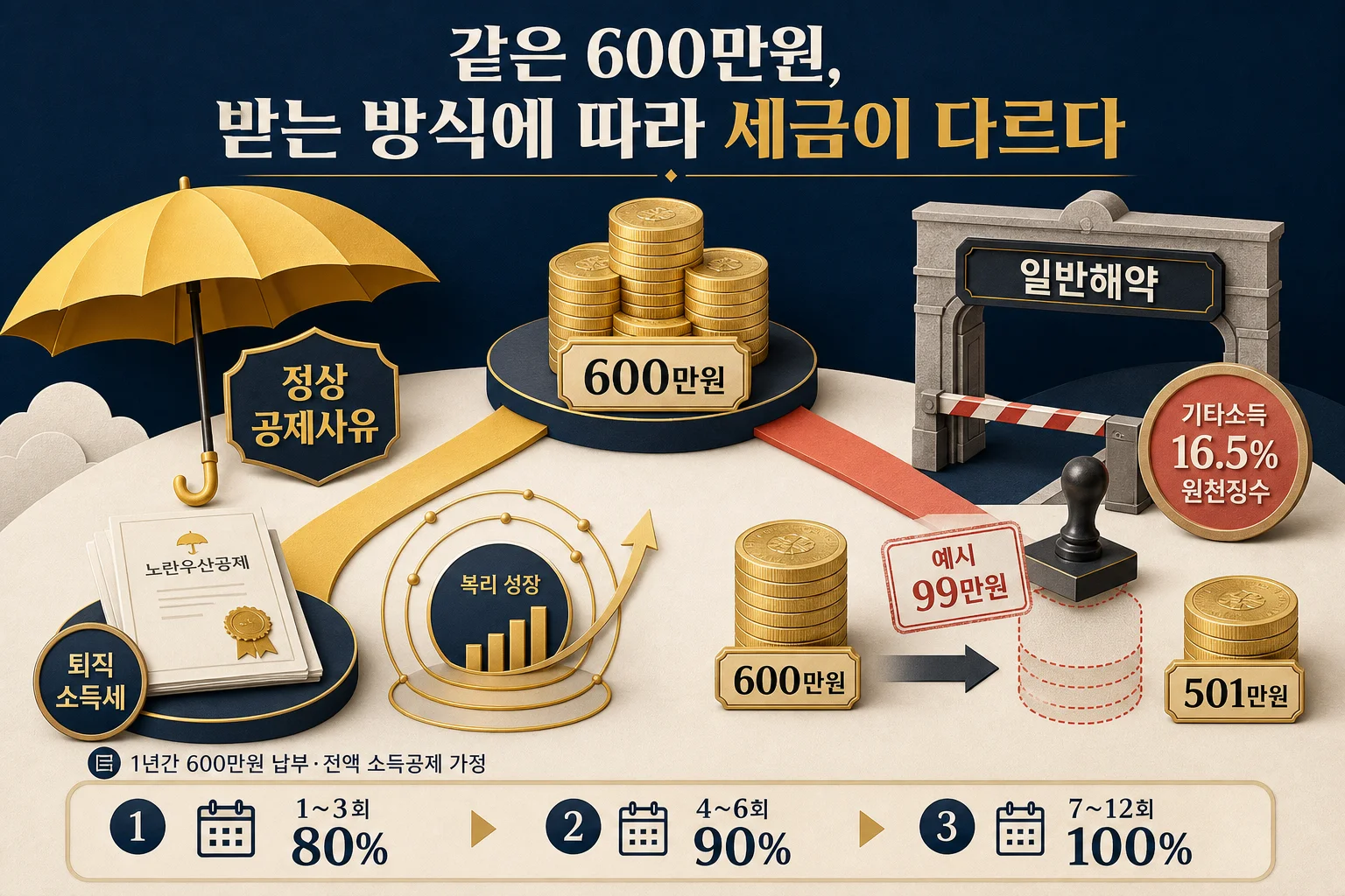 노란우산공제 정상 공제사유와 일반해약 세금 비교