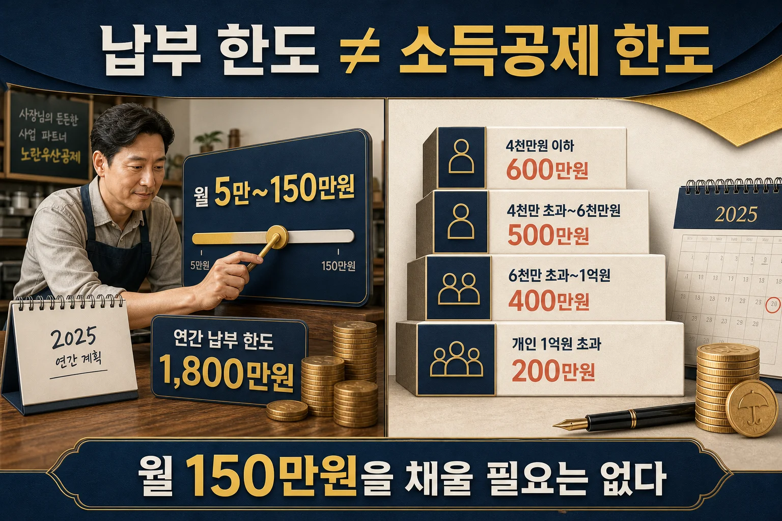 노란우산공제 월부금 한도와 사업소득별 소득공제 한도