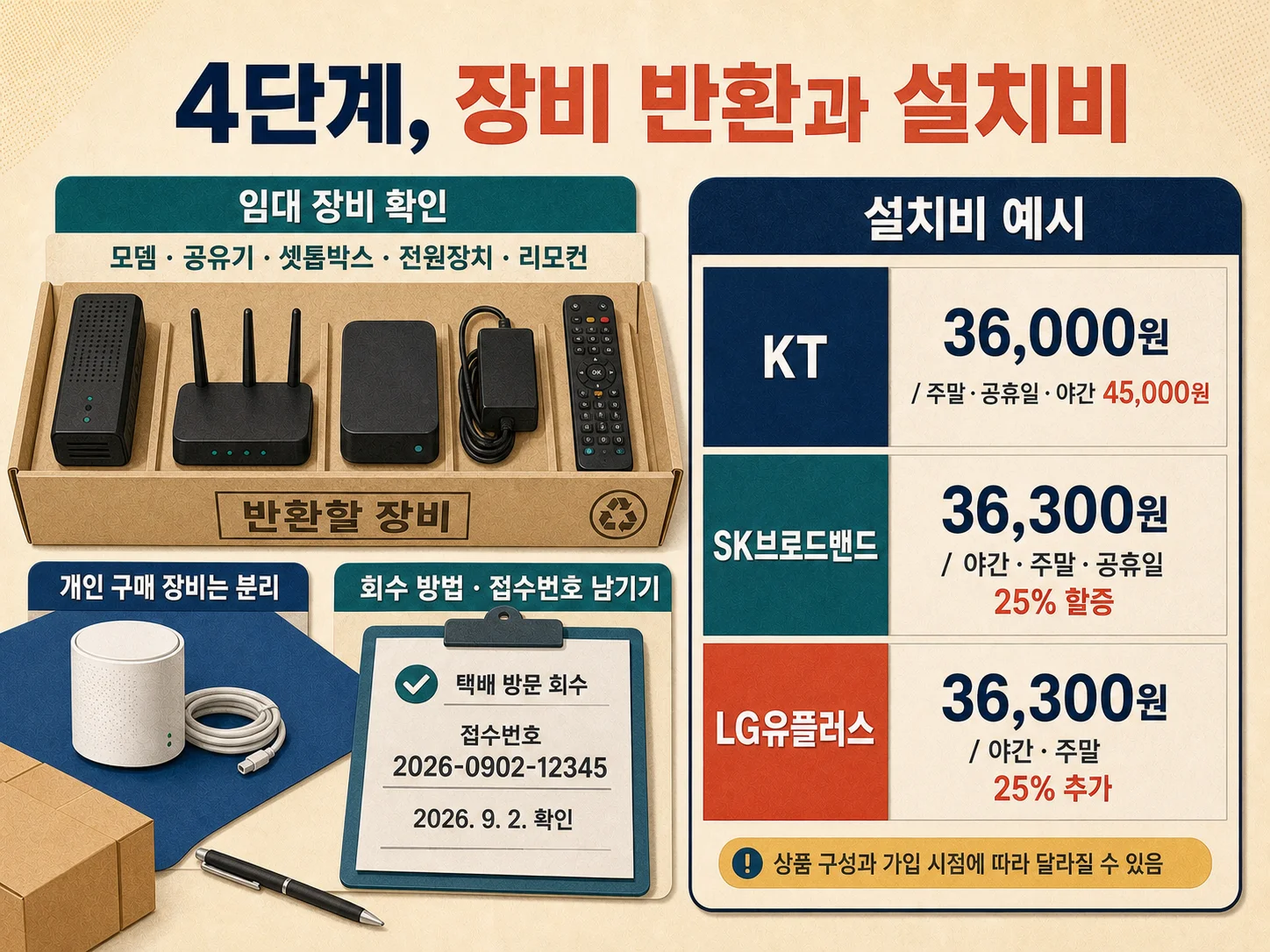 인터넷 장비 반환 조건과 이전·신규 설치비 확인 항목