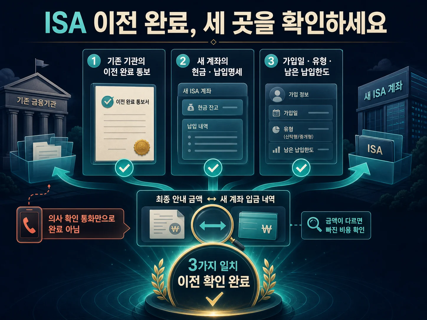 ISA 증권사 이전 완료 후 현금·납입명세·가입일·유형 확인