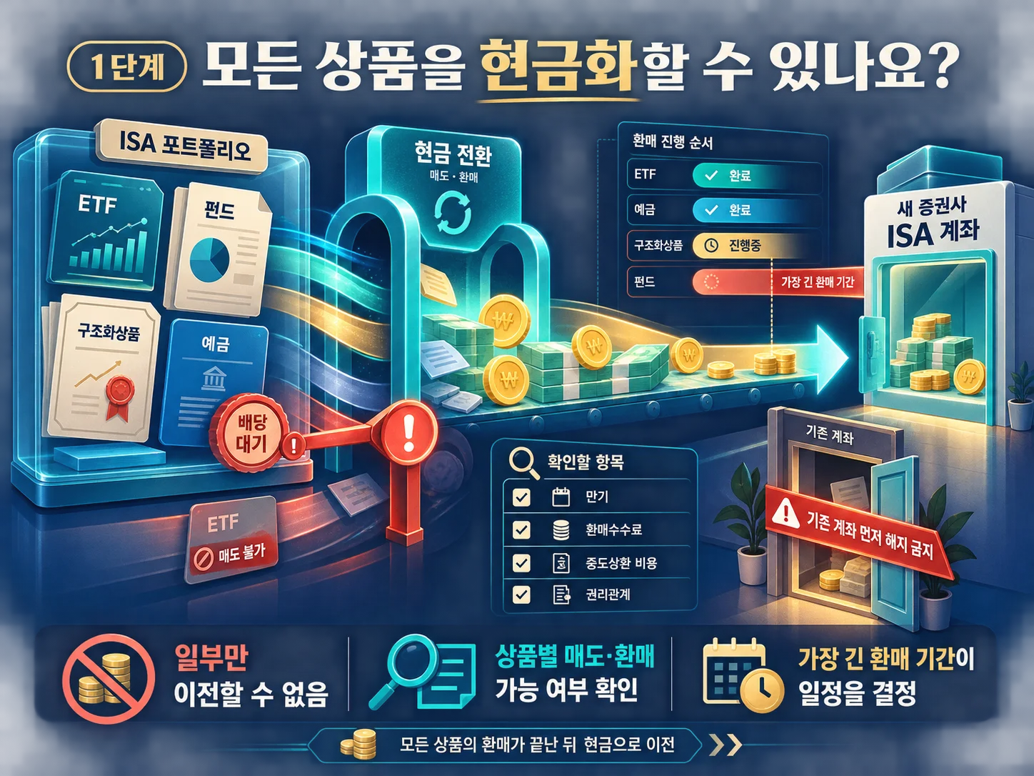 ISA 이전 전 보유상품의 매도·환매 가능 여부와 처리 기간 확인