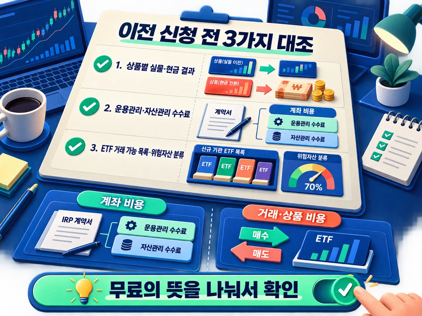 IRP 이전 전 수수료와 ETF 거래 목록 대조