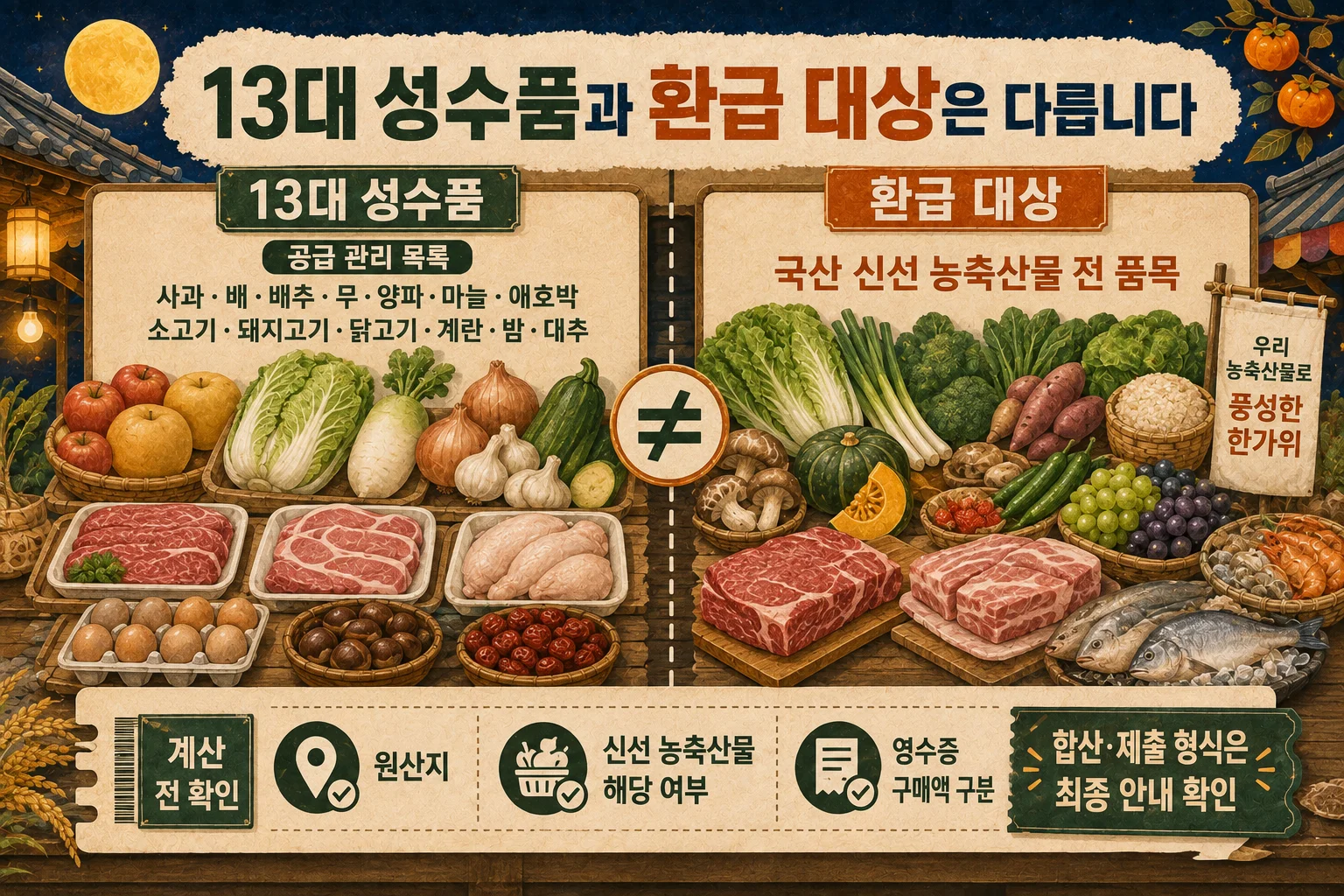 • 환급 대상 농축산물과 영수증 조건 확인