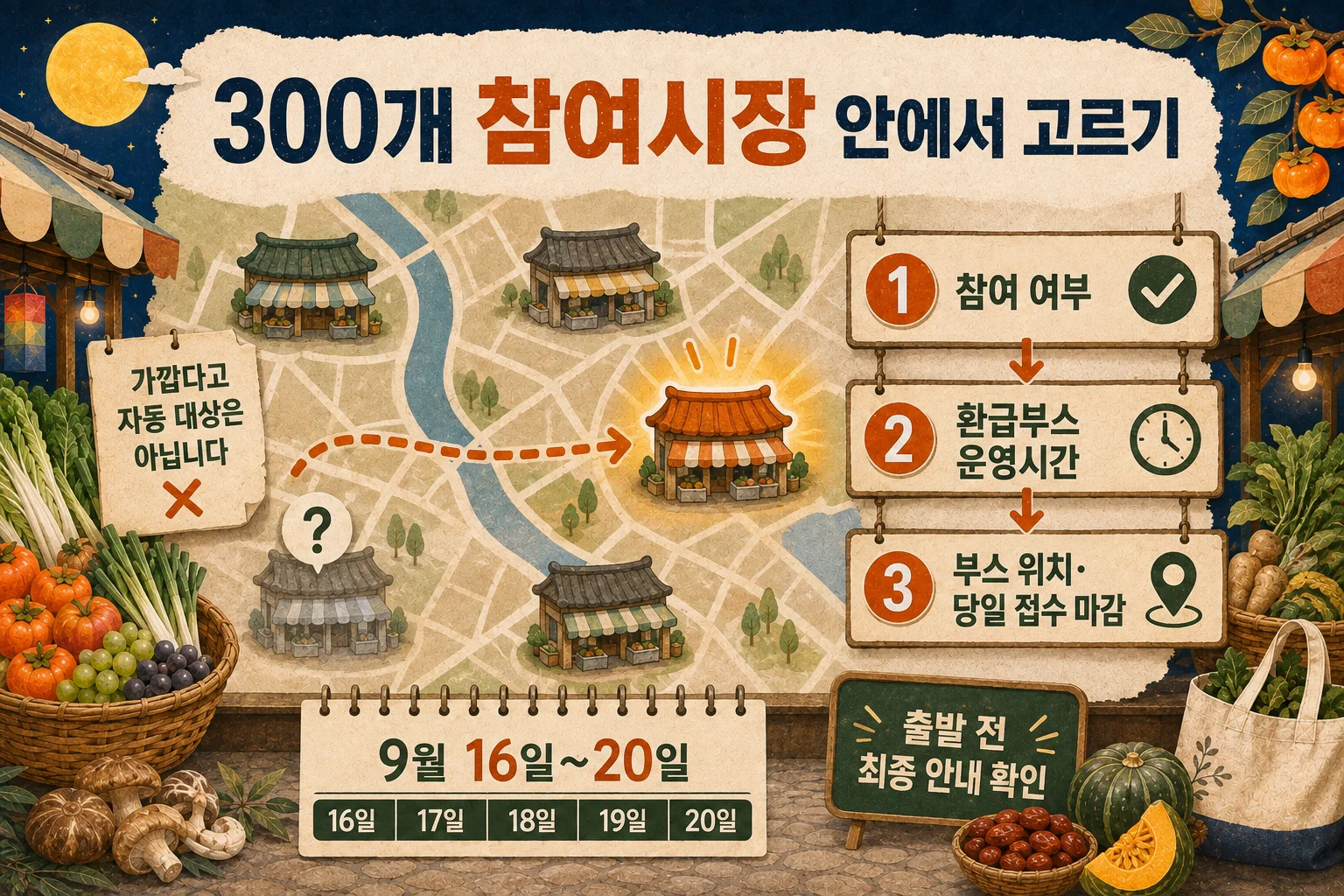 • 전통시장 환급 참여시장과 운영시간 확인