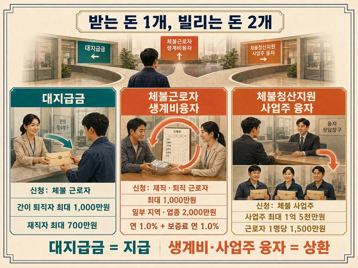 • 대지급금과 체불근로자 생계비융자·사업주 융자 비교