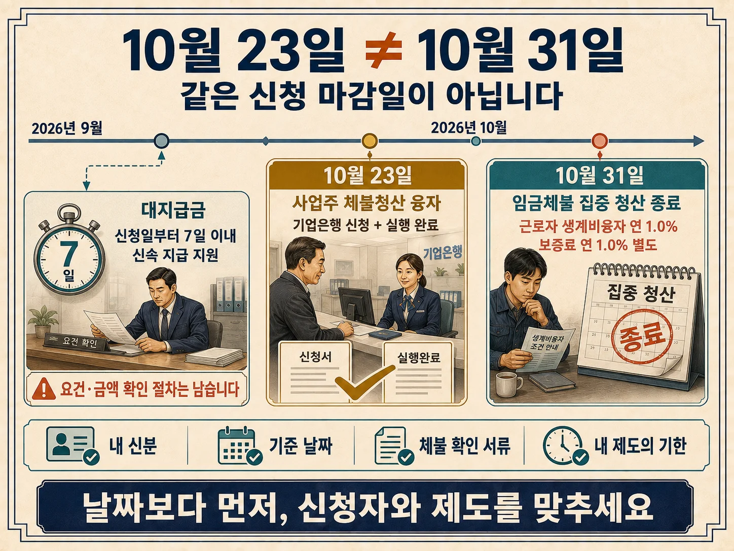 • 10월 23일·31일 기한과 임금체불 제도 선택 기준