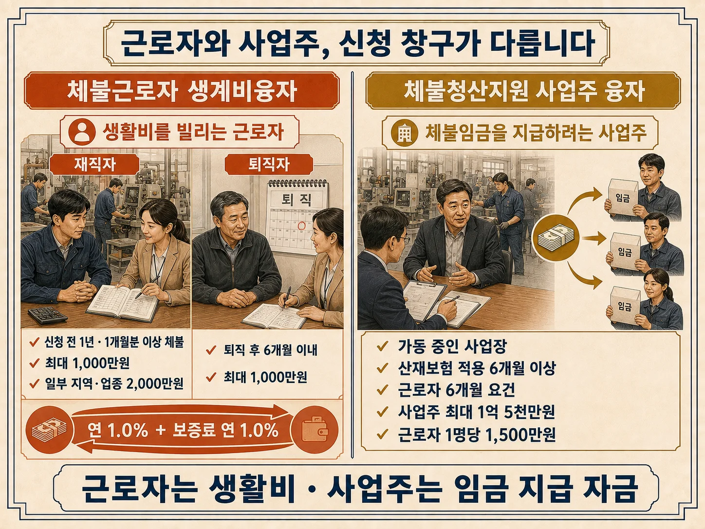 • 체불근로자 생계비융자와 체불청산지원 사업주 융자 신청 경로