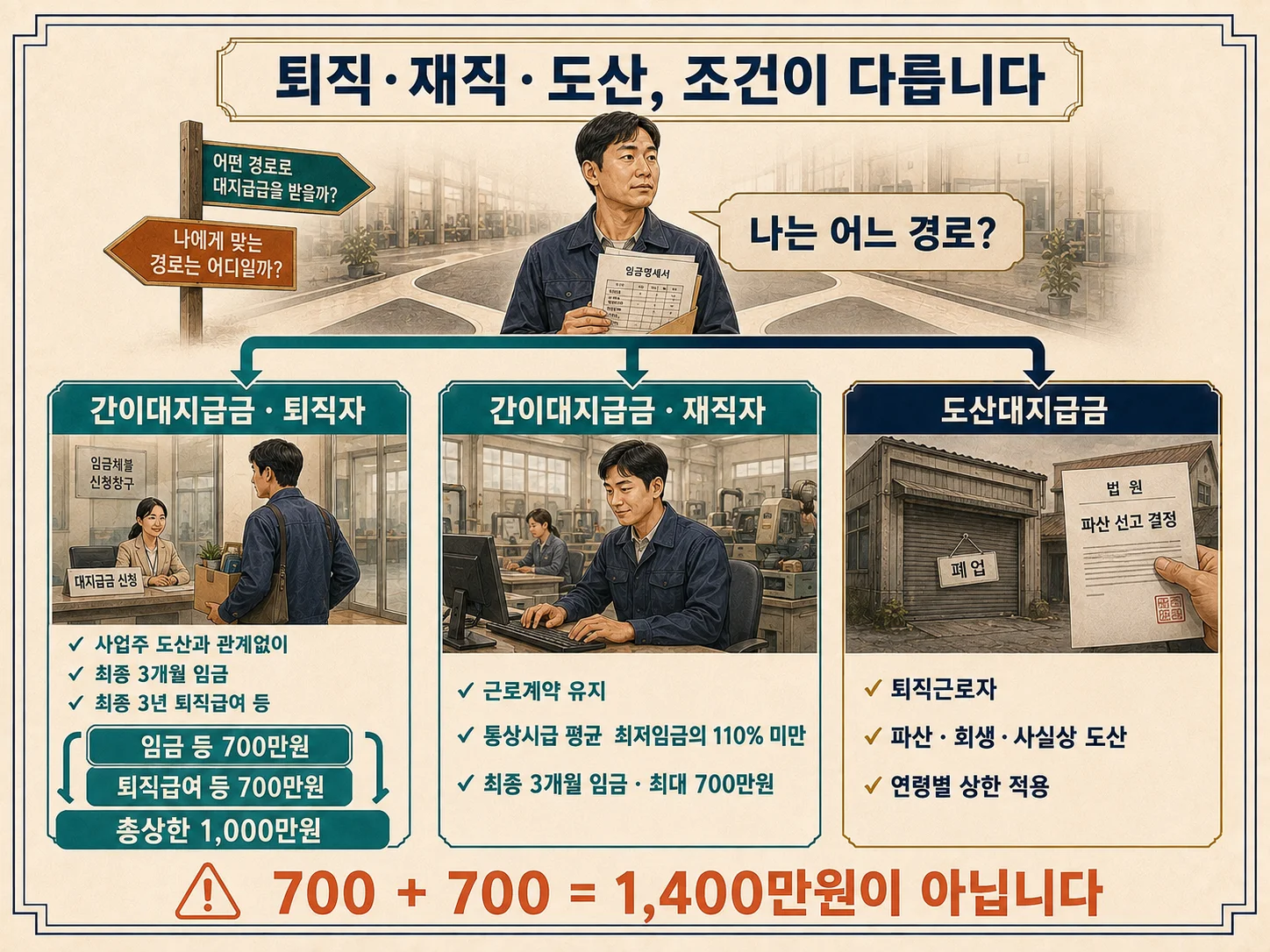 • 퇴직자·재직자별 대지급금 신청 조건과 체불 확인 서류