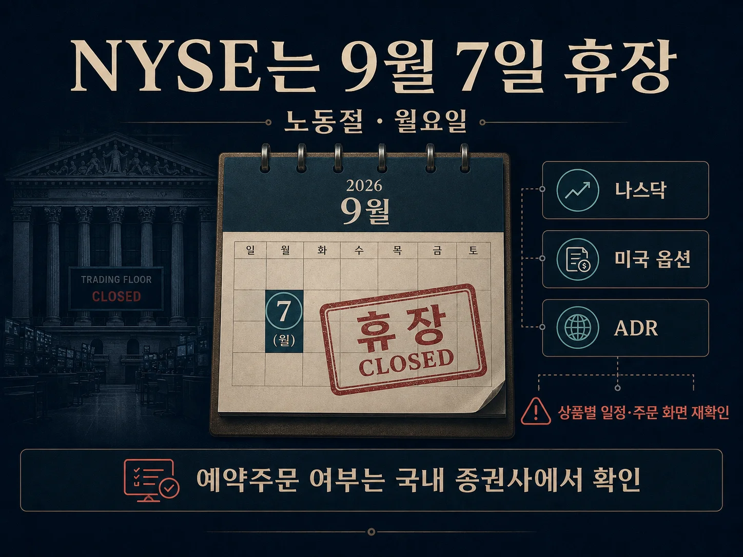 NYSE 노동절 휴장일과 미국 주식 주문 확인