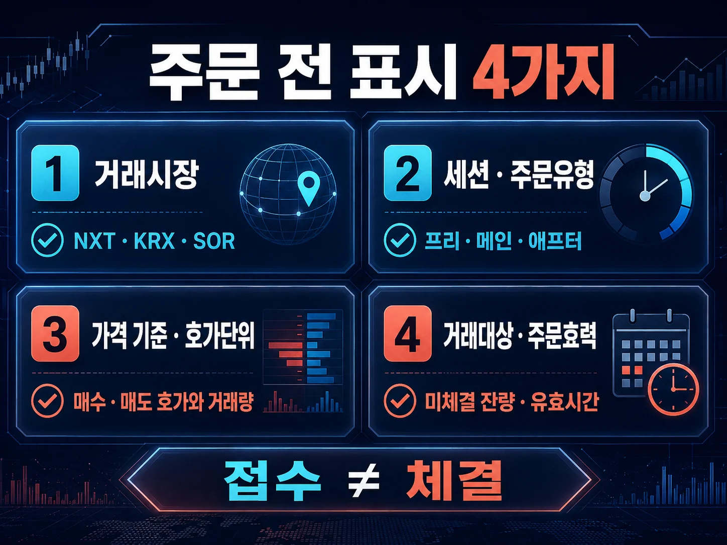 NXT 주문 전 거래시장·세션·가격 기준을 확인하는 이미지