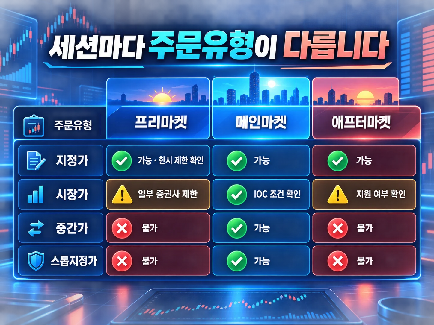 NXT 프리·메인·애프터마켓 주문유형을 구분한 이미지