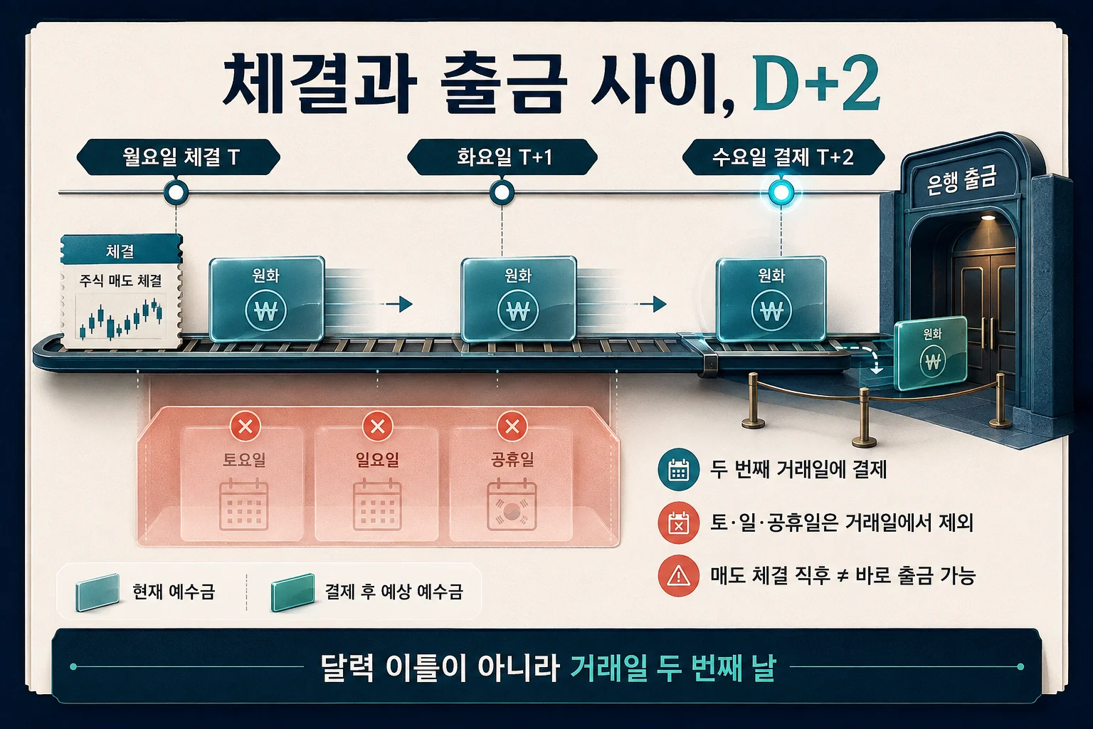 국내 주식 D+2 결제일과 거래일 기준 흐름