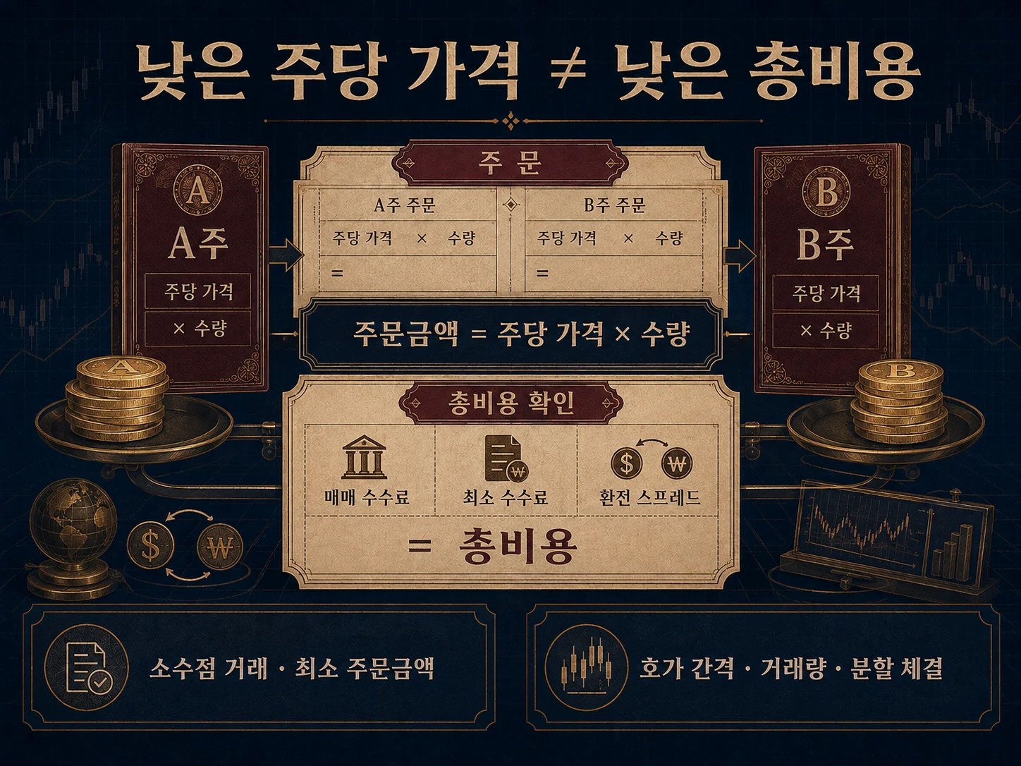 해외주식 주문 총비용과 호가 확인 항목