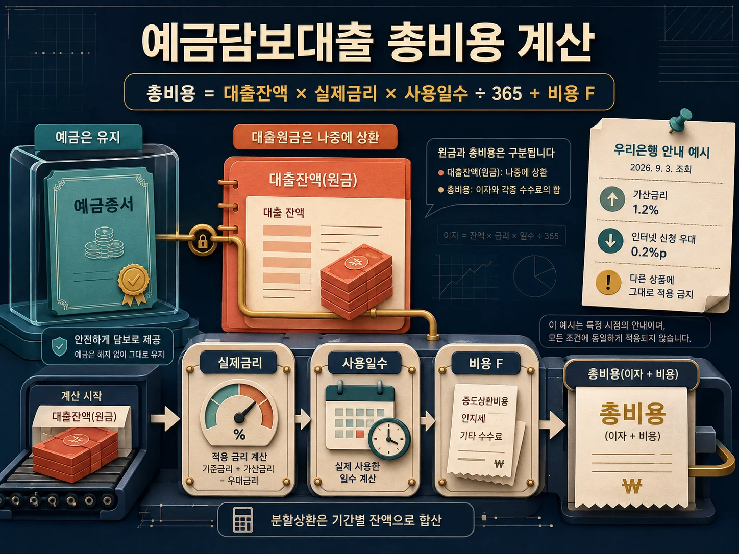 예금담보대출 금리와 대출기간 비용 계산