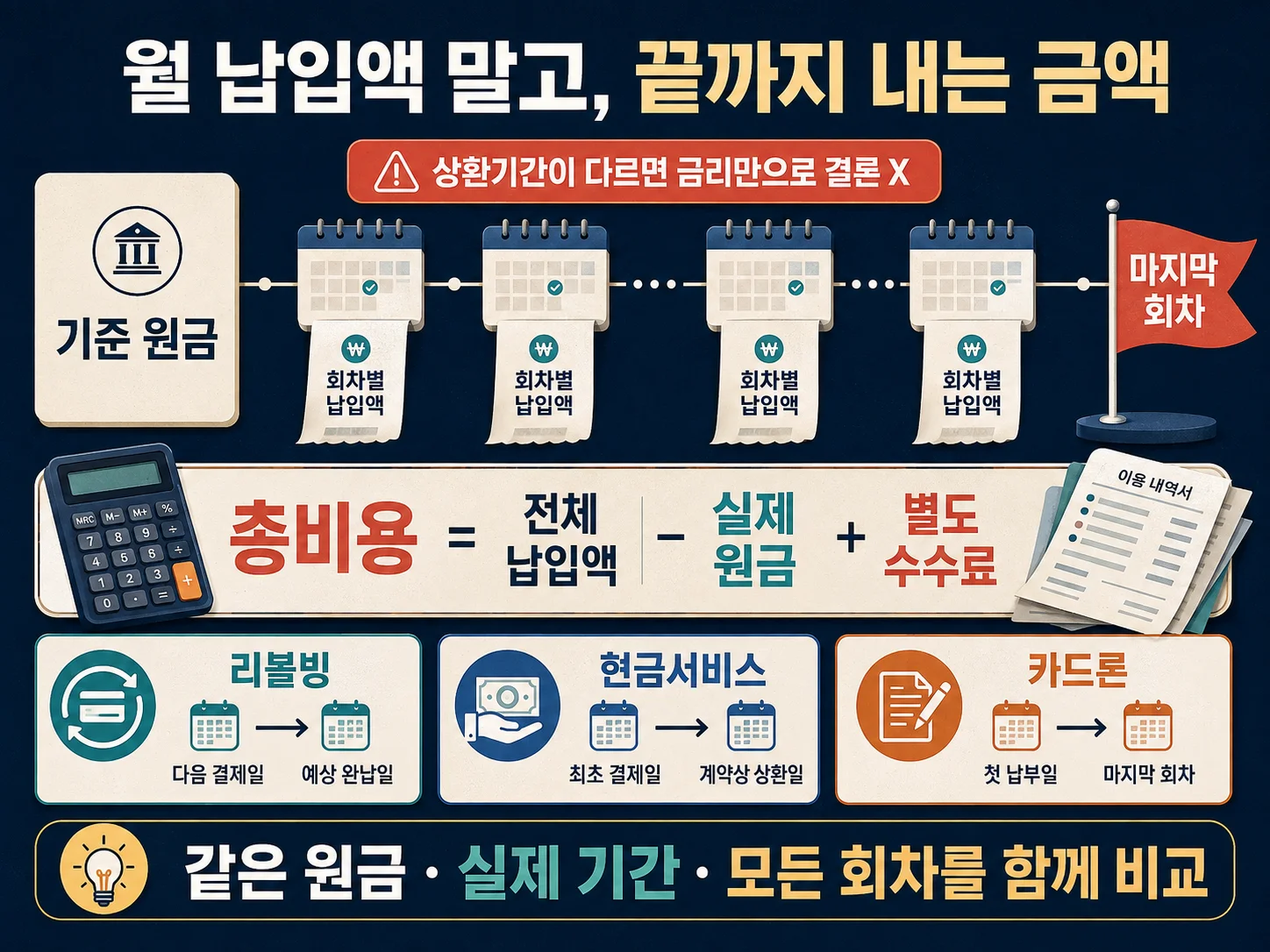 상환기간과 전체 납입액으로 카드대출 총비용을 계산하는 방법