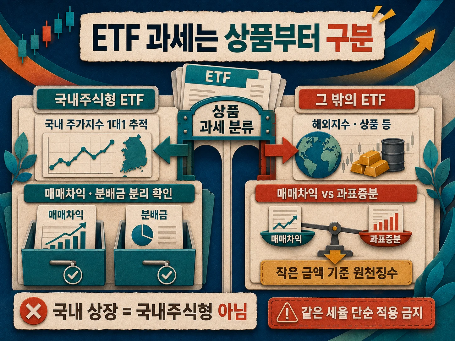 국내주식형 ETF와 해외지수 등 그 밖의 ETF 과세 구분.